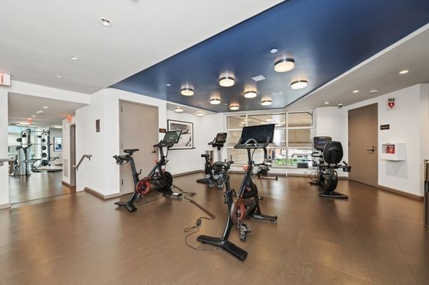Fitness Equipment, Interior, Recessed Lighting, Wood Texture Flooring