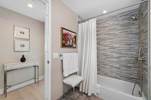 Bathroom, Interior, Recessed Lighting, Wood Texture Flooring