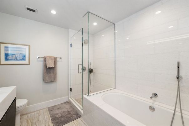 Bathroom, Glass Shower, Interior, Recessed Lighting