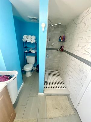 Bathroom, Glass Shower, Interior, Marble Walls
