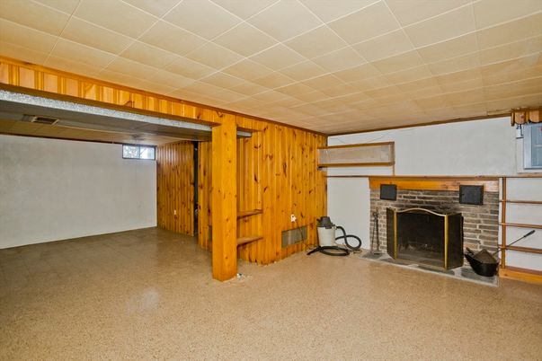 Empty room, Fireplace, Interior, Wooden Walls