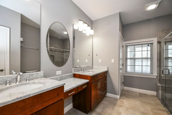 Bathroom, Dual Sink Vanities, Glass Shower, Interior