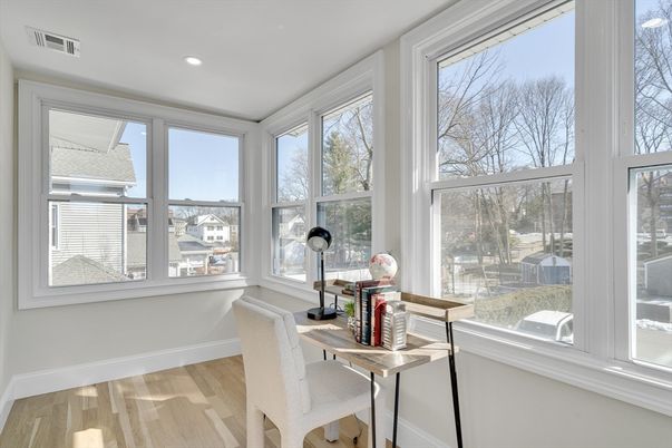 Home Office, Interior, Recessed Lighting, Wood Texture Flooring