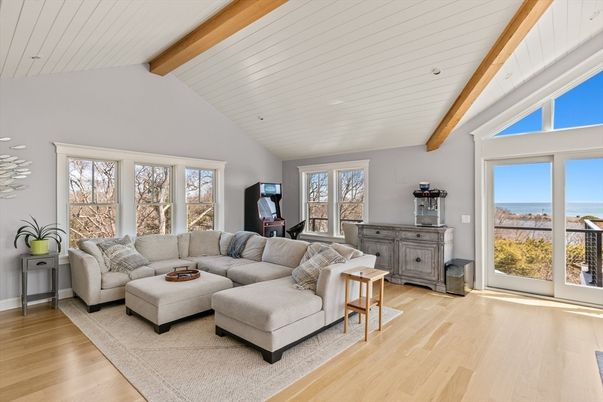 Interior, Living room, Water, Wooden Beams, Wood Texture Flooring