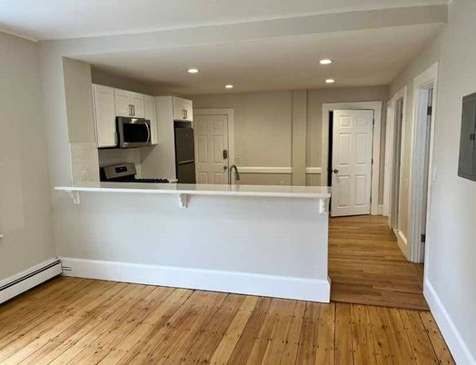 Interior, Kitchen, Recessed Lighting, Wood Texture Flooring