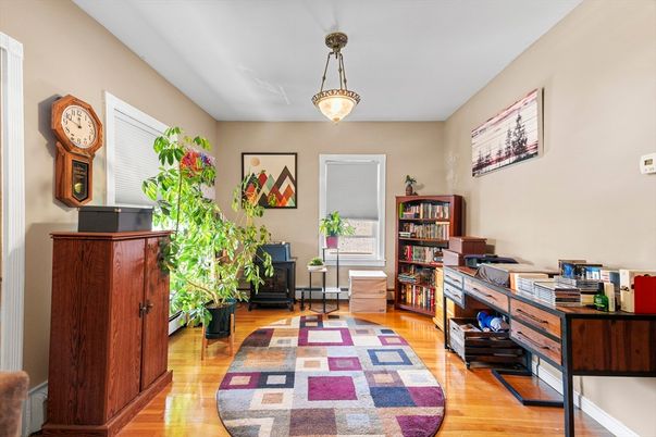 Home Office, Interior, Pendant Lights, Wood Texture Flooring