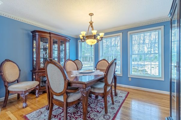 Chandelier, Dining room, Interior, Wood Texture Flooring
