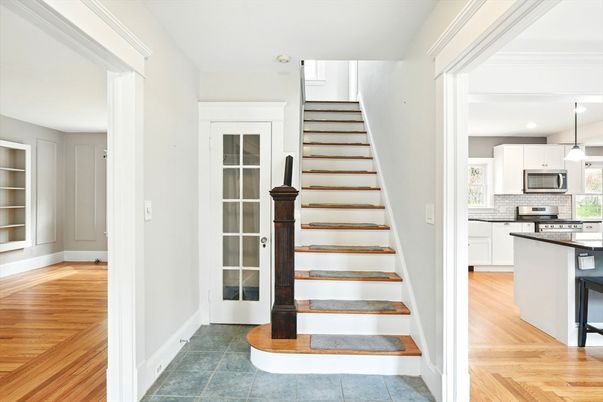 Interior, Kitchen, Pendant Lights, Stainless Steel Appliances, Wood Texture Flooring