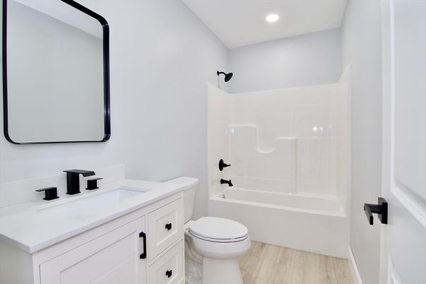Bathroom, Interior, Recessed Lighting, Wood Texture Flooring