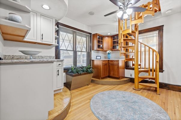Interior, Kitchen, Recessed Lighting, Wood Texture Flooring