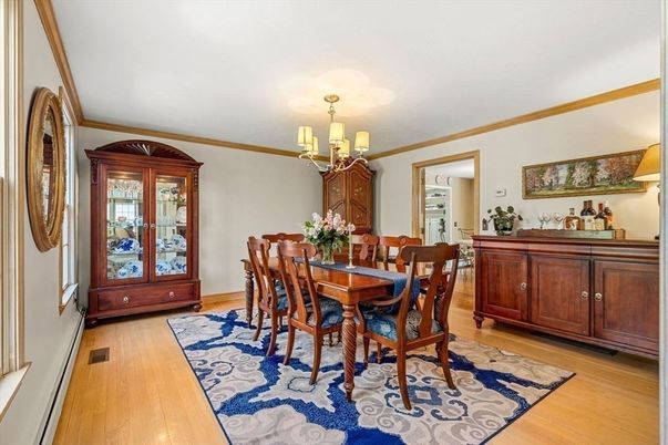 Chandelier, Dining room, Interior, Wood Texture Flooring