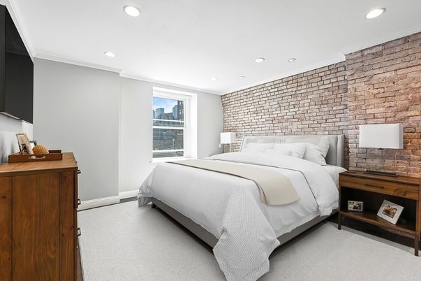 Bedroom, Interior, Recessed Lighting, Stone Walls