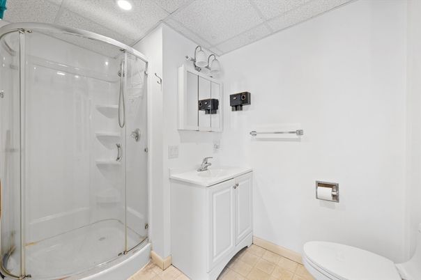 Bathroom, Glass Shower, Interior, Recessed Lighting