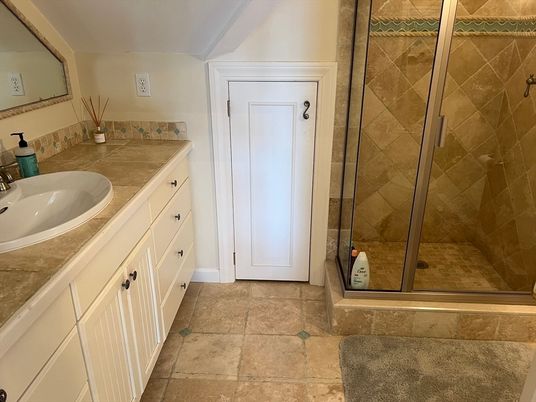 Bathroom, Dual Sink Vanities, Glass Shower, Interior, Tile Countertops