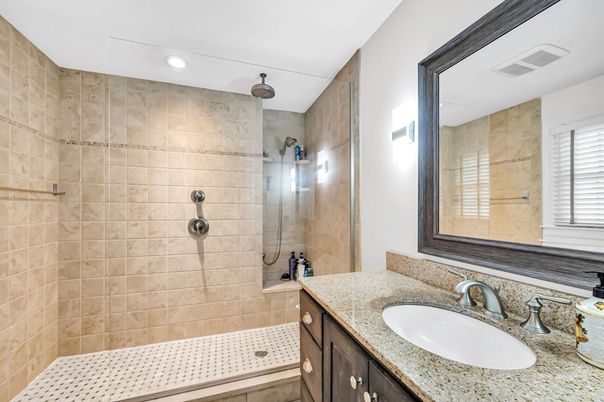 Bathroom, Glass Shower, Interior, Recessed Lighting