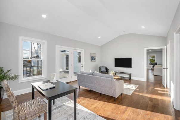 Interior, Living room, Recessed Lighting, Wood Texture Flooring
