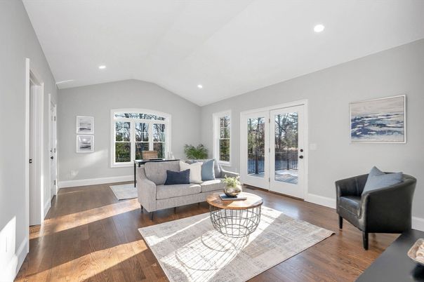 Interior, Living room, Recessed Lighting, Wood Texture Flooring