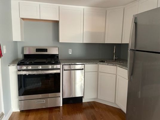 Interior, Kitchen, Stainless Steel Appliances, Wood Texture Flooring