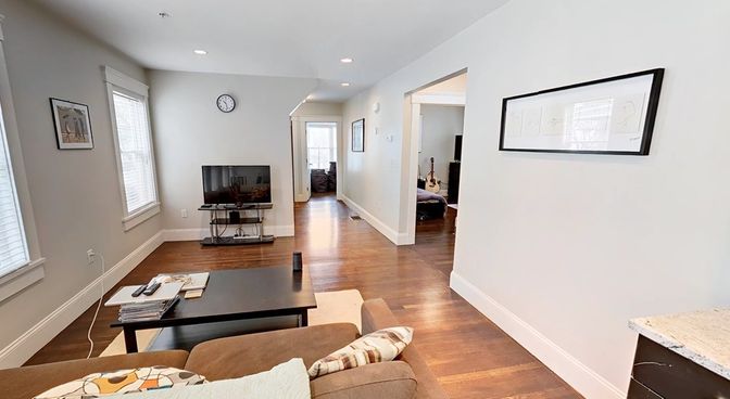 Home Office, Interior, Living room, Recessed Lighting, Wood Texture Flooring
