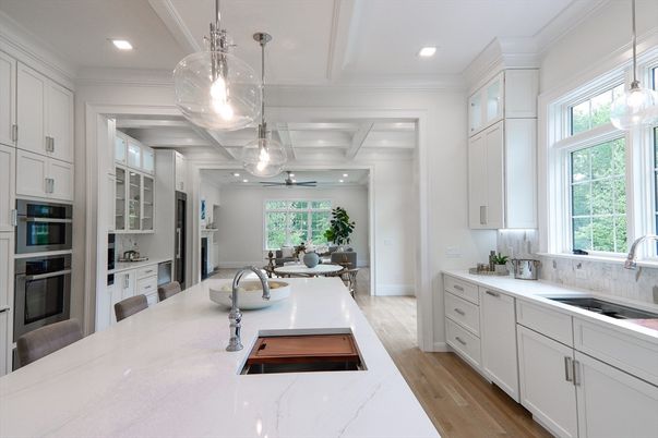 Interior, Kitchen, Pendant Lights, Recessed Lighting, Wood Texture Flooring