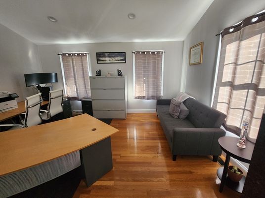 Home Office, Interior, Recessed Lighting, Wood Texture Flooring
