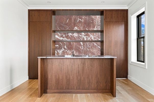 Interior, Marble Walls, Wood Texture Flooring