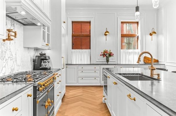 Interior, Kitchen, Pendant Lights, Stainless Steel Appliances, Wood Texture Flooring