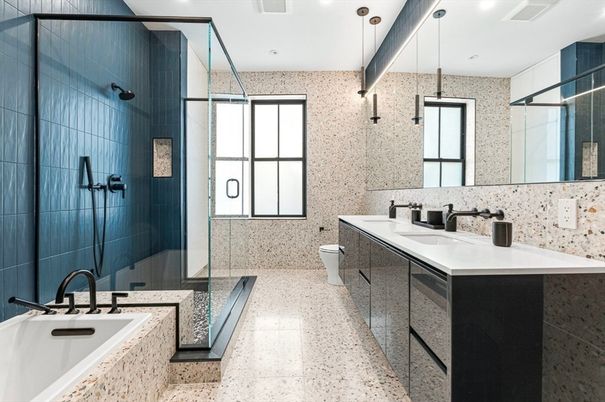 Bathroom, Dual Sink Vanities, Glass Shower, Interior, Recessed Lighting