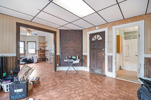 Interior, Stone Walls, Wood Texture Flooring
