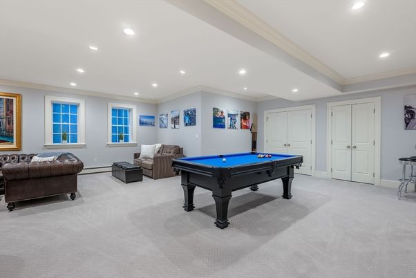 Billiard Table, Game Room, Interior, Recessed Lighting