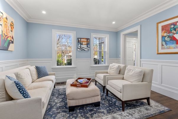 Interior, Living room, Recessed Lighting, Wood Texture Flooring