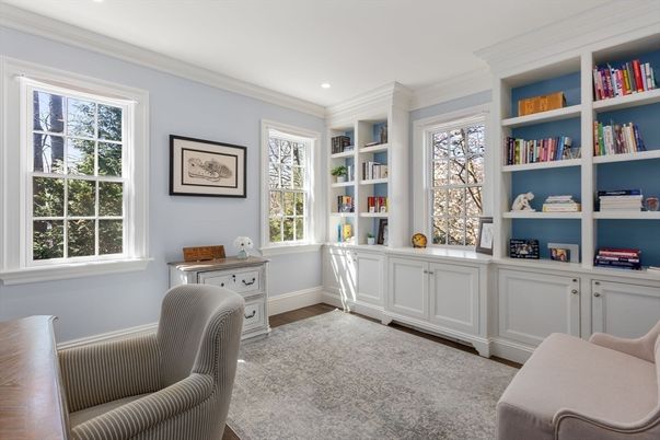 Home Office, Interior, Recessed Lighting, Wood Texture Flooring