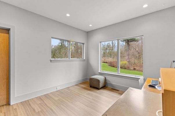 Home Office, Interior, Recessed Lighting, Wood Texture Flooring