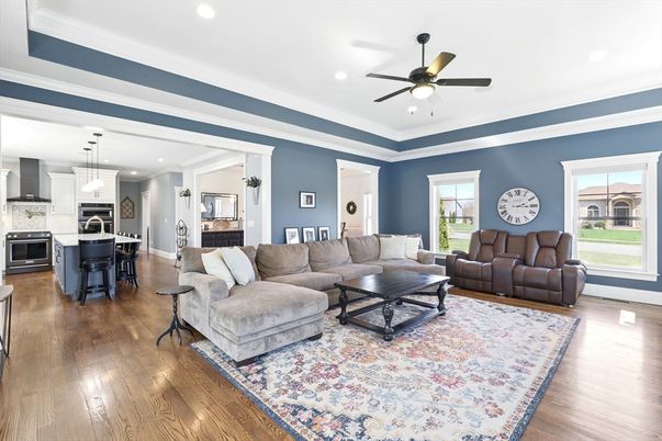 Interior, Kitchen, Living room, Pendant Lights, Recessed Lighting, Stainless Steel Appliances, Wood Texture Flooring