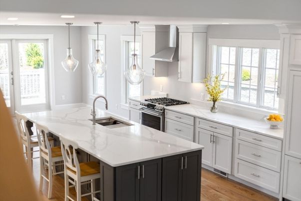Interior, Kitchen, Pendant Lights, Stainless Steel Appliances, Wood Texture Flooring