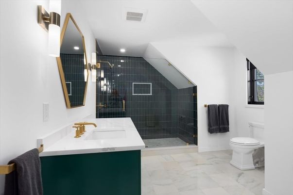 Bathroom, Glass Shower, Interior, Marble, Recessed Lighting