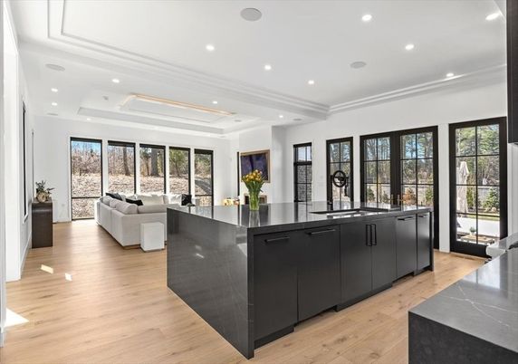 Interior, Kitchen, Living room, Recessed Lighting, Wood Texture Flooring