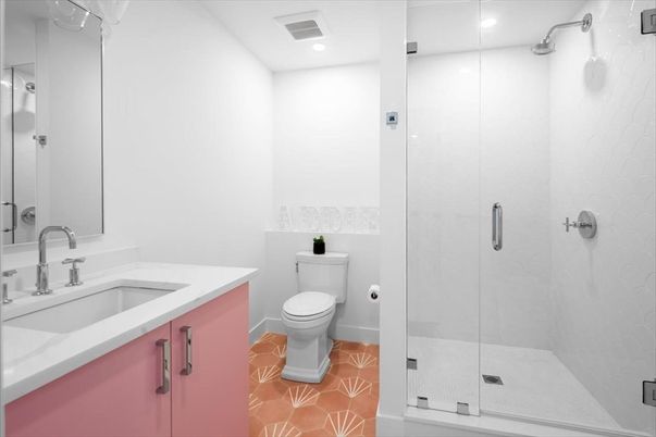 Bathroom, Glass Shower, Interior, Recessed Lighting