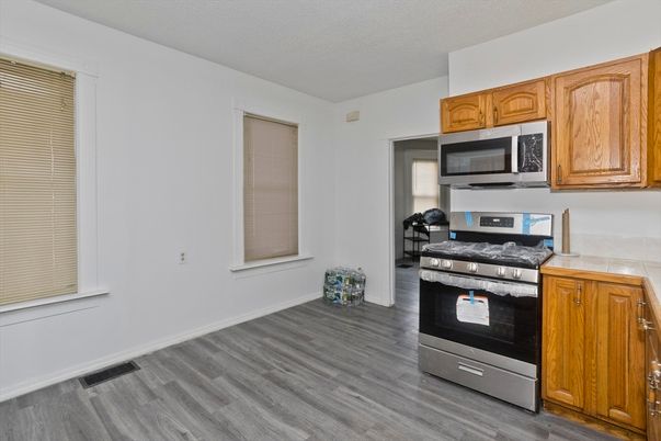 Interior, Kitchen, Stainless Steel Appliances, Wood Texture Flooring