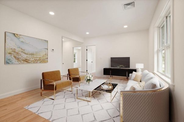 Interior, Living room, Recessed Lighting, Wood Texture Flooring