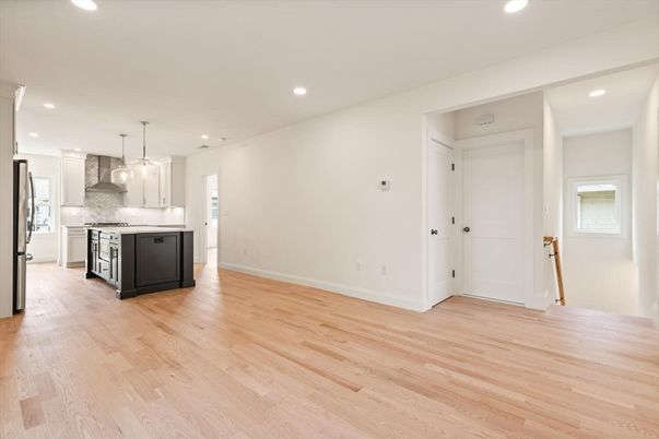 Interior, Kitchen, Pendant Lights, Recessed Lighting, Wood Texture Flooring