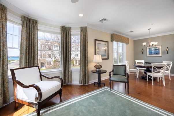 Chandelier, Dining room, Interior, Recessed Lighting, Wood Texture Flooring