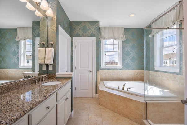 Bathroom, Dual Sink Vanities, Glass Shower, Interior, Recessed Lighting