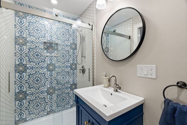 Bathroom, Glass Shower, Interior, Recessed Lighting