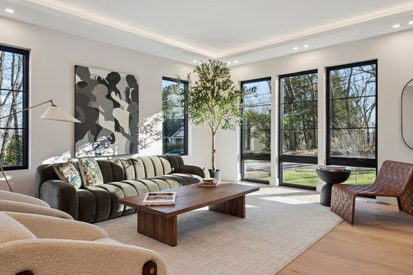 Interior, Living room, Recessed Lighting, Wood Texture Flooring