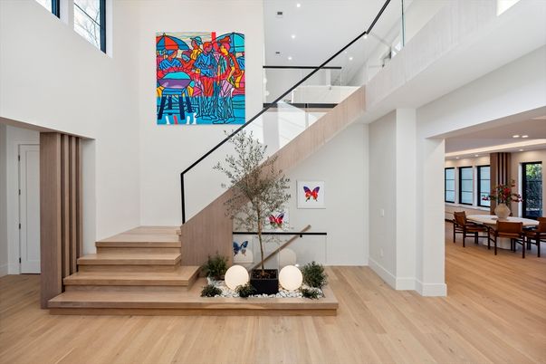 Dining room, Interior, Recessed Lighting, Wood Texture Flooring