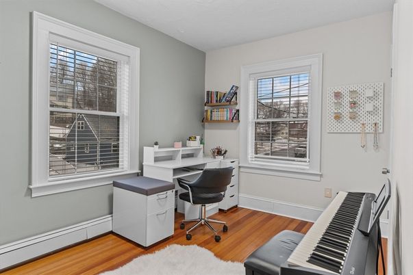 Home Office, Interior, Piano, Wood Texture Flooring