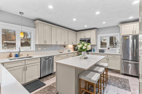 Interior, Kitchen, Pendant Lights, Recessed Lighting, Stainless Steel Appliances