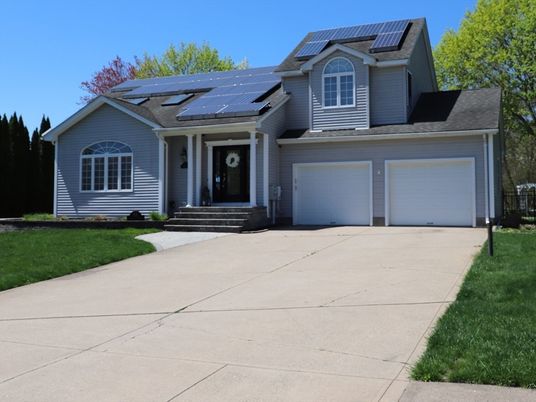 Attached, Exterior, Facade, Solar Panels, Ranch
