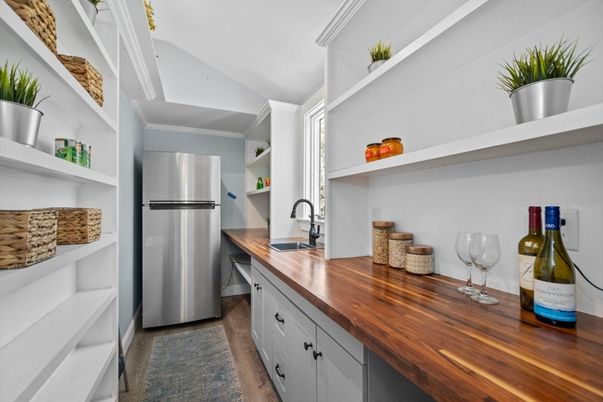 Interior, Kitchen, Stainless Steel Appliances, Wood Texture Flooring